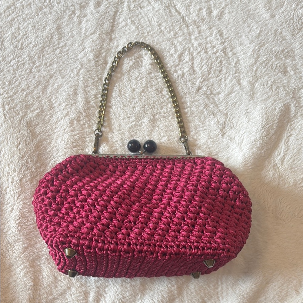 Elegant Red Woven Handbag